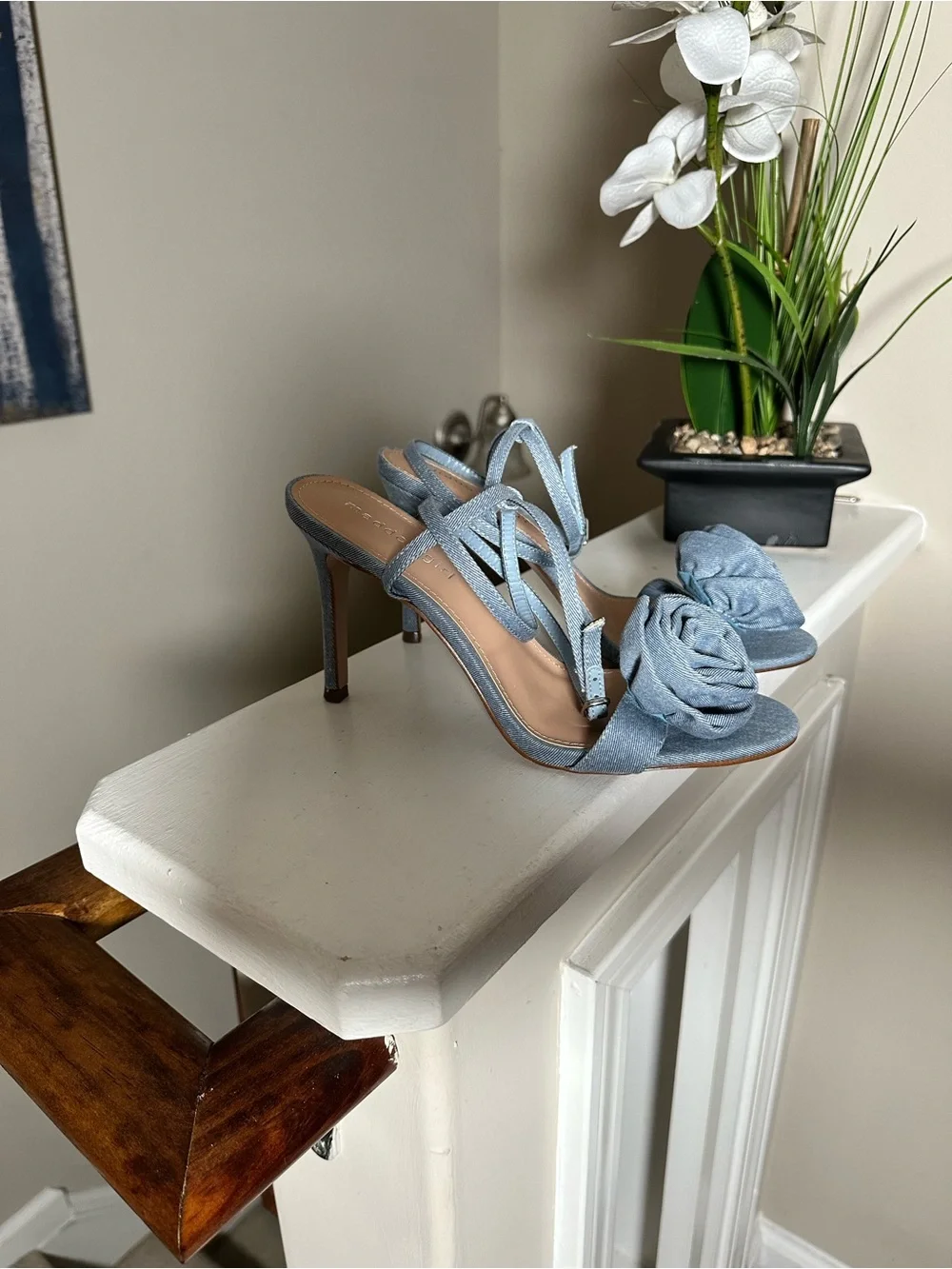Madden Girl Blue Denim Ankle-Strap Heels